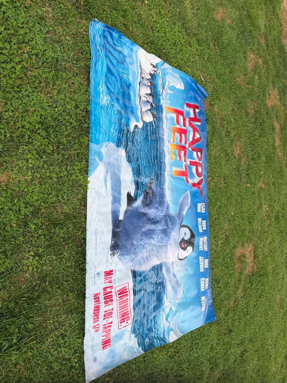 Happy Feet Movie Poster Beach Towel - Blue Penguin Graphic